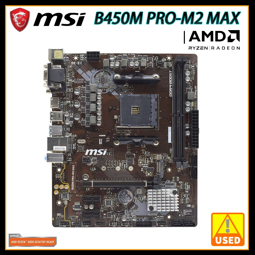 

Motherboard AM4 MSI B450M PRO-M2 MAX Socket AM4 Motherboard DDR4 AMD B450 32GB M.2 SATA 3 USB3.1 Micro ATX For RYZEN 5 PRO 3400