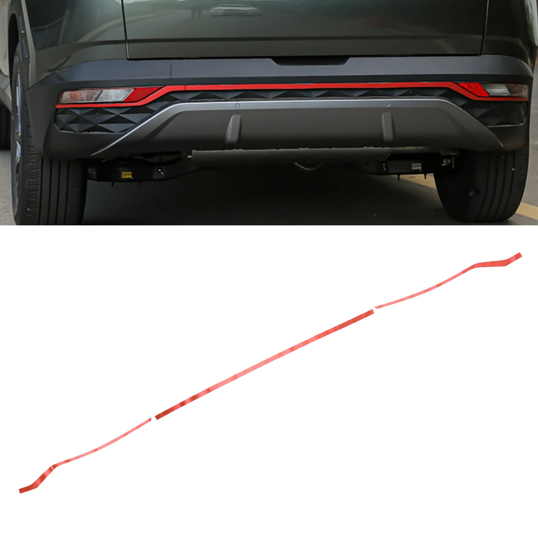 

Rear Bumper Fog Lamp Light Strip Trim Sticker Vinyl Fit for Hyundai Tucson 2022 2023 Red