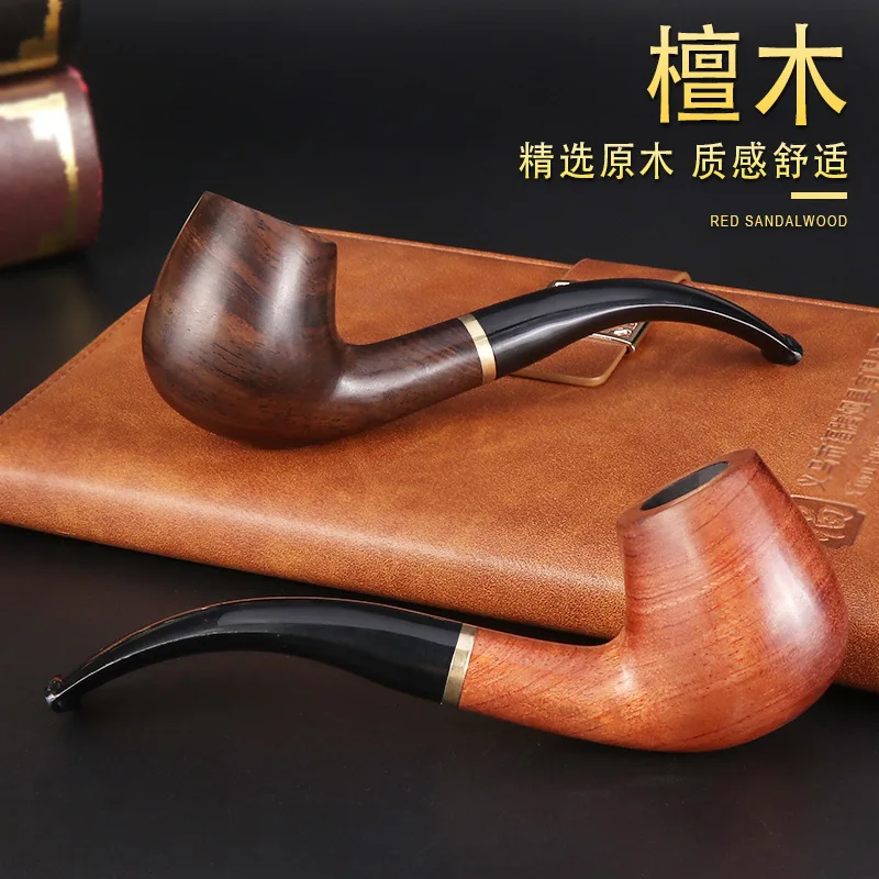 

Ebony Red Sandal Wood Curved Handmade Smoking Pipe Durable Wooden Smoking Tobacco Pipe