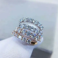 meibapj 7 pcs moissanites gemstone classic simple ring for women 925 sterling silver fine wedding jewelry
