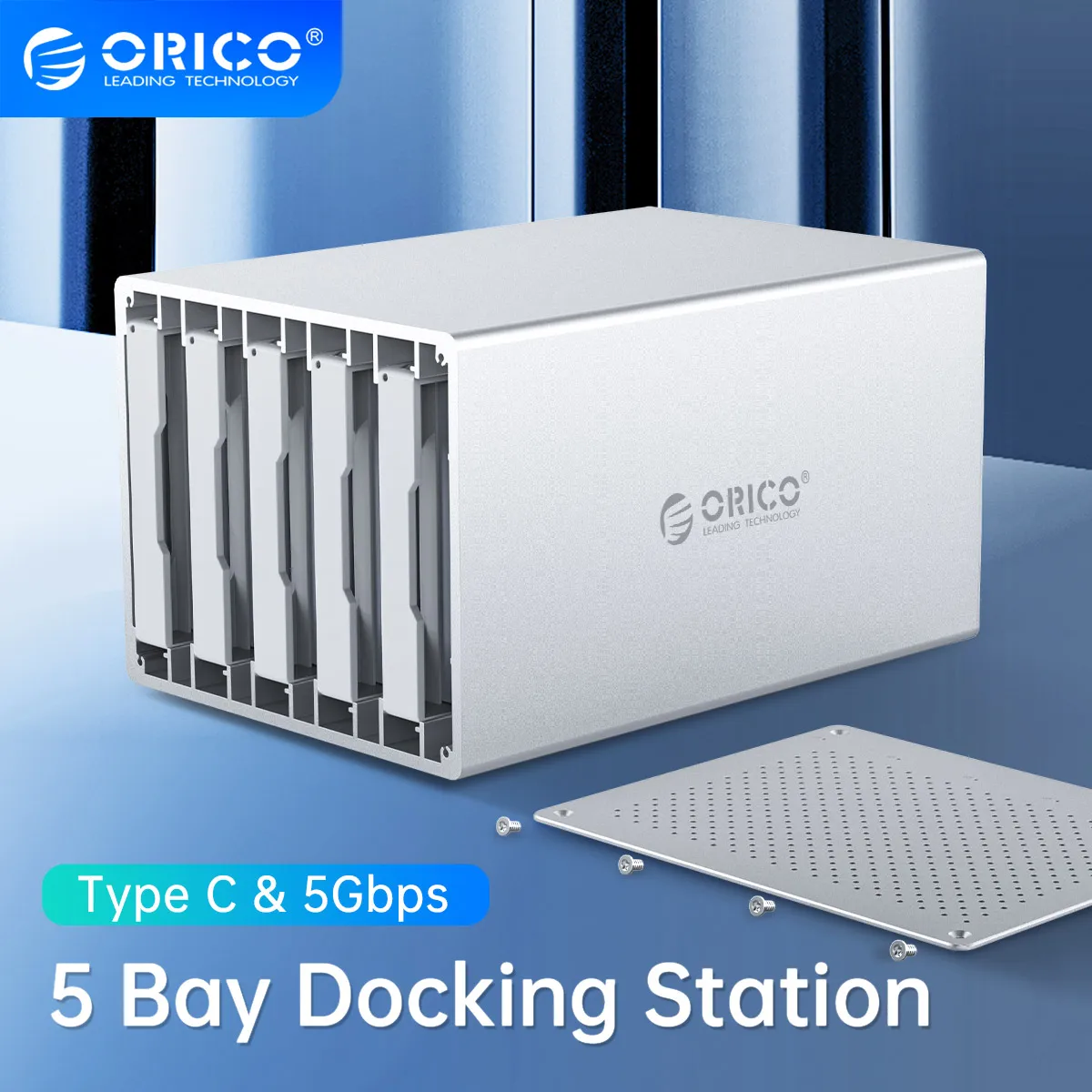 ORICO WS Series 5 Bay 3.5'' Type C HDD Enclosure SATA to USB3.1 HDD Docking Station Aluminum 5Gbps HDD Case for Mac/Win/Linux