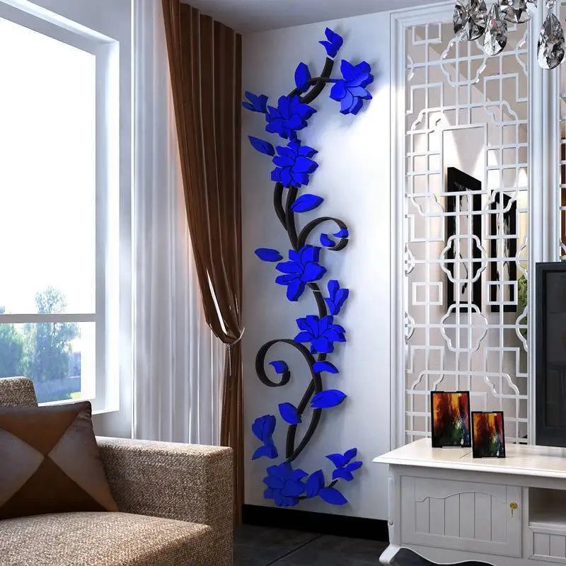 

3D Crystal Stereo Wall Hallway Rose Rattan TV Background Acrylic Sticker