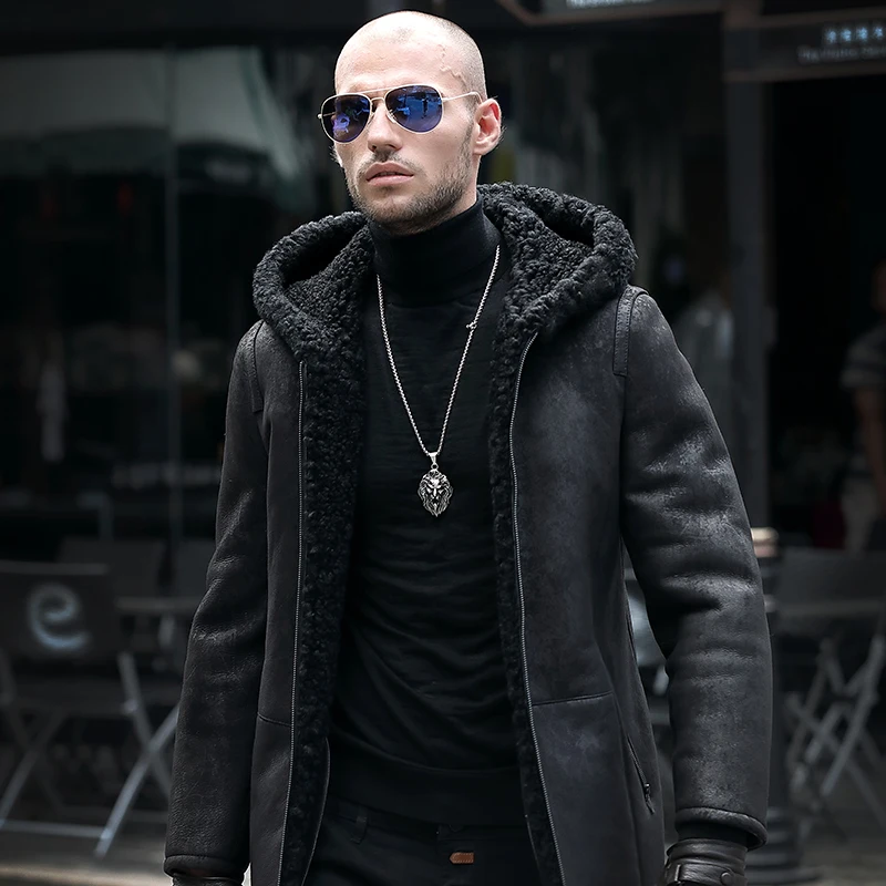 Высококачественная куртка из натуральной кожи с мехом в одном мужское зимнее