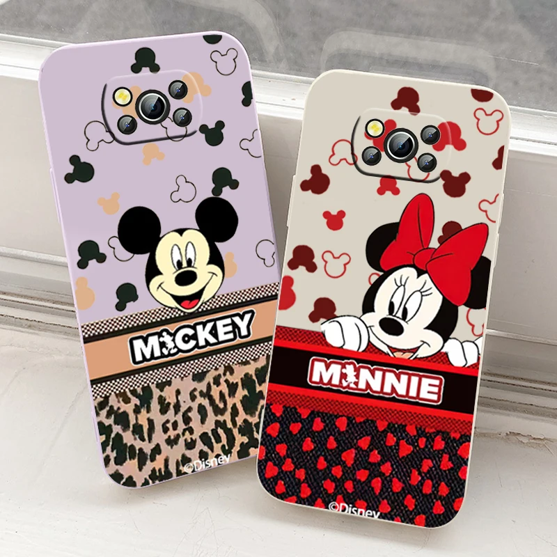 

Luxury Mickey Minnie Cute Phone Case For Xiaomi Mi Poco X4 X3 C40 C31 C3 M4 M3 F4 F3 GT Pro NFC Soft Liquid Rope Cover