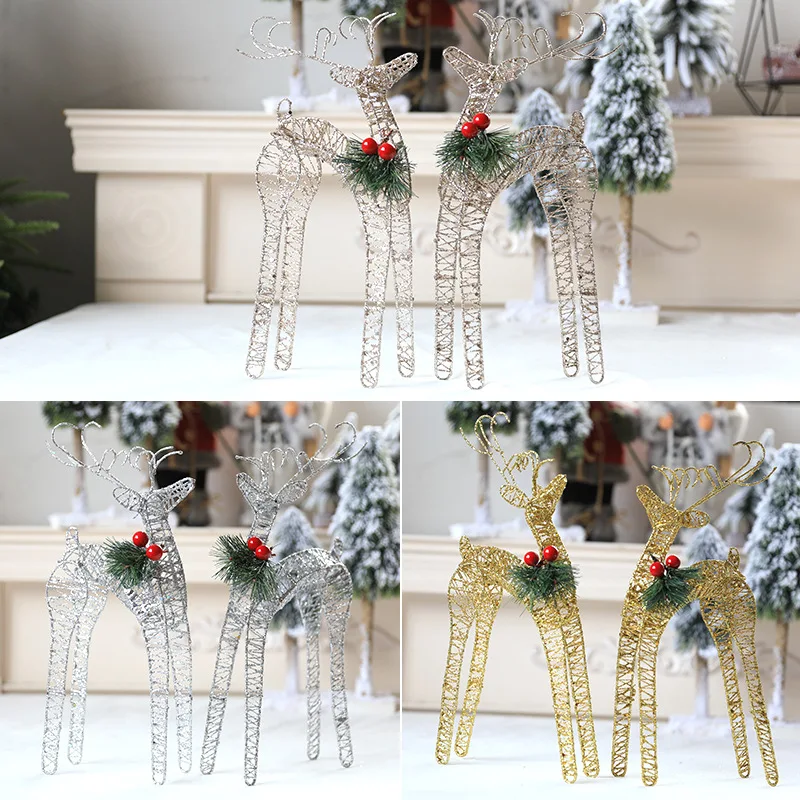 

Christmas Ornaments Gold Silver Elk Desktop Decor Christmas Decoration for Home 2022 Xmas Kids Gifts New Year 2023 Naviadad Noel