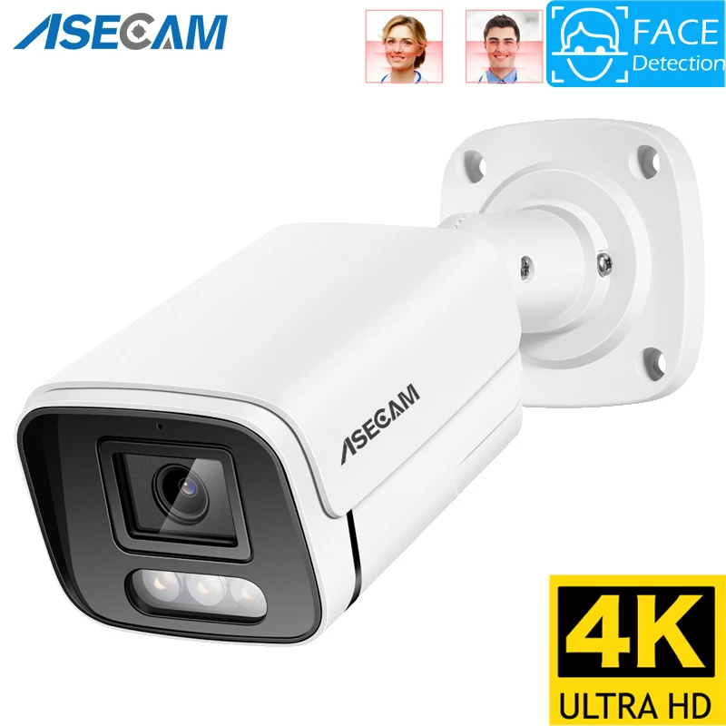 

8MP 4K IP Camera Outdoor Ai Face Detection H.265 Onvif Bullet CCTV RTSP Color Night Vision 4MP POE Human Audio Security Camera