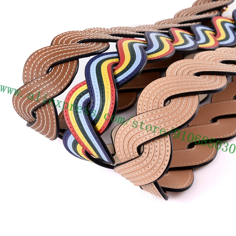 Top Grade Real Calf Leather Bag Strap For Designer Lady Handbag Women Shoulder Carrying Belt Wavy Twisted