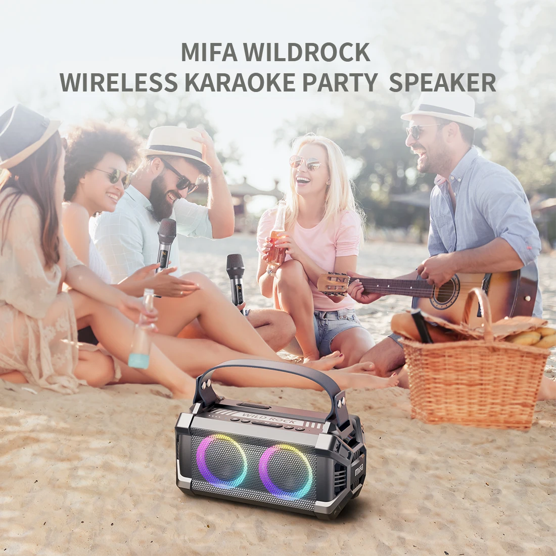 Mifa WildRock портативный караоке вечерние колонки с беспроводным микрофоном Bluetooth 5.0