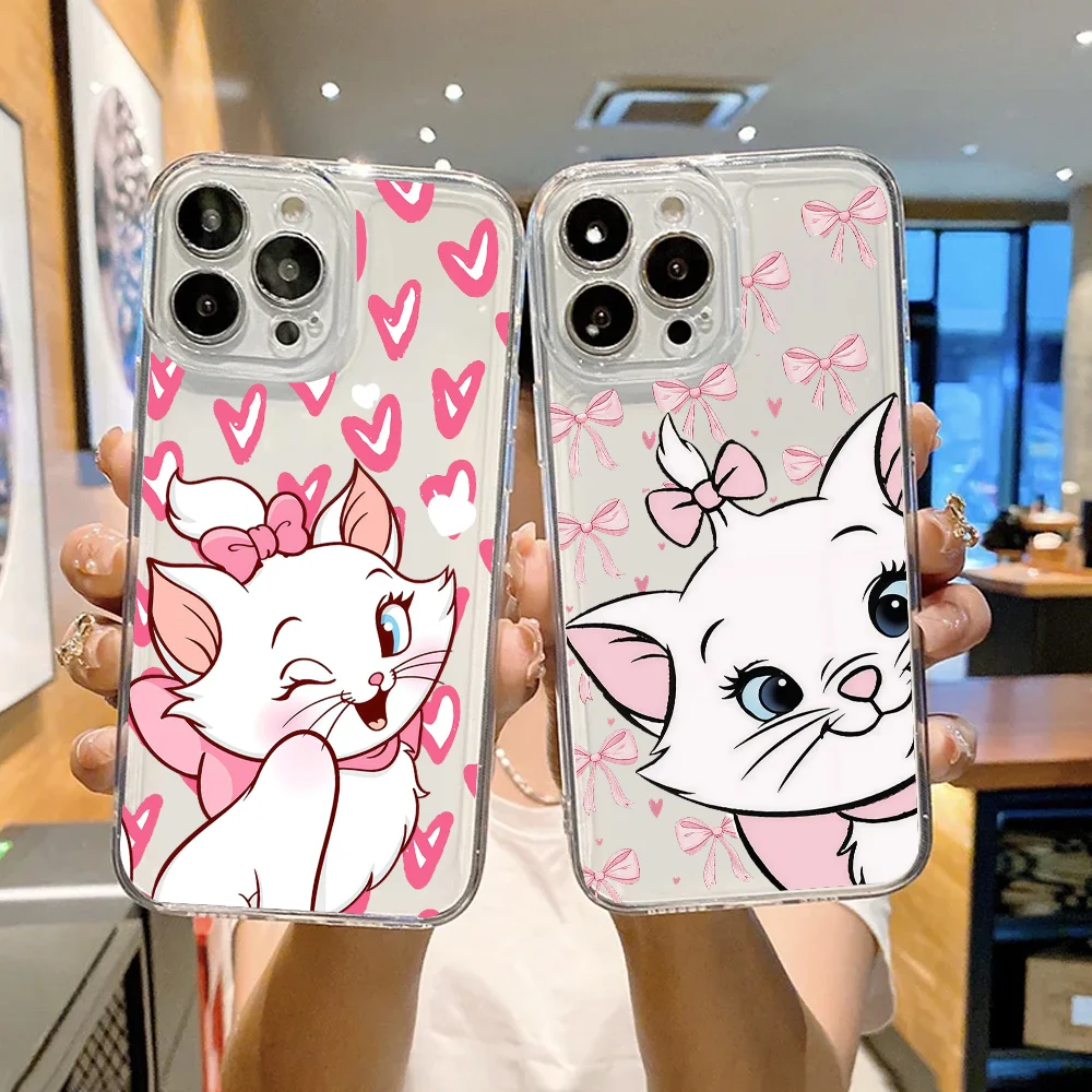 Фото Милый чехол для телефона M-Marie C-Cat с рисунком FUNDA для iPhone 12, 11, 13, 14, 15, 16, 17 MINI Max Pro Plus, противоударная мягкая прозрачная задняя крышка №1