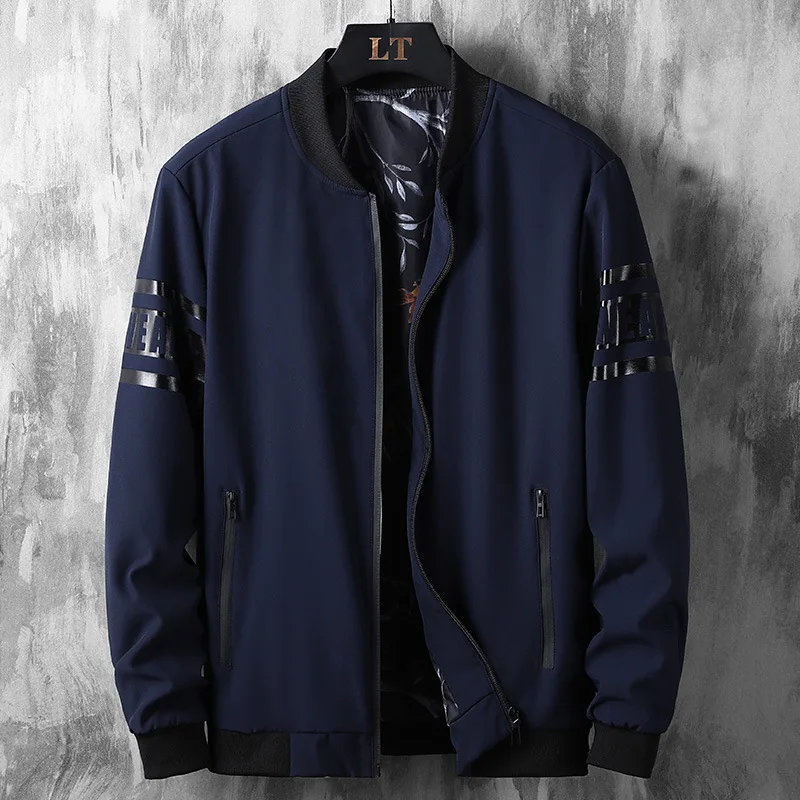 

For 2022 New Clothes Spring Autumn Green Black Men's OverSize 7XL 8XL Zip Up Brand Fashion Baseball Uniform Solid Jackets