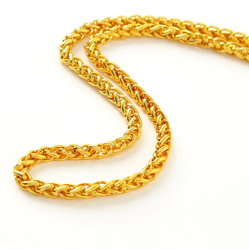 

SAIYE 24K Gold Plated Faucet Rope Necklace Men Vietnam Gold Necklace Wedding Engagement Fine Jewelry
