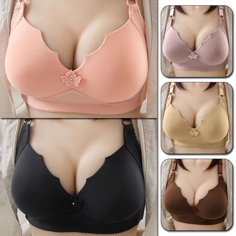 

36-46 B C Large Size Bras for Women Push Up Seamless Underwear Bras Wireless Solid Lingerie Plus Size Middle Aged Bralette New