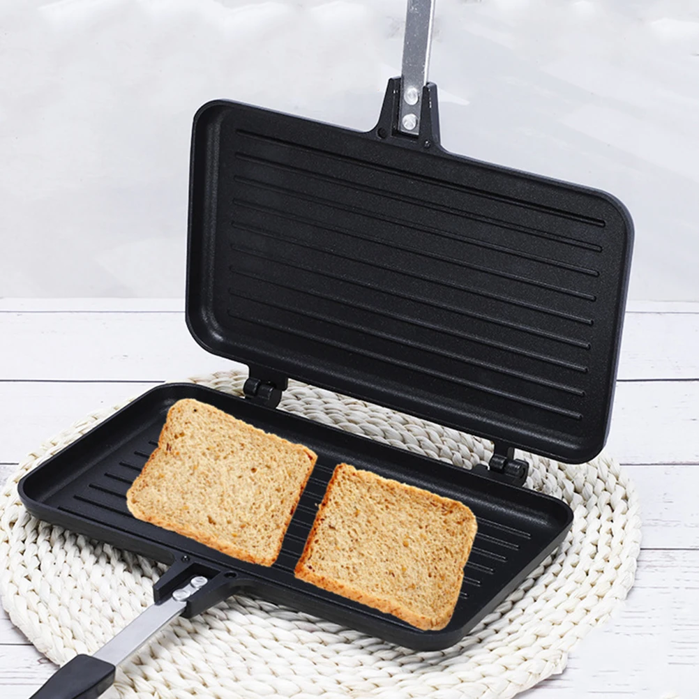 

Sandwich Pan Practical Cookware Camping Grill Home Frying Tray Aluminum Kitchen Breakfast Sandwiches Maker Non- Stick Frying Pan