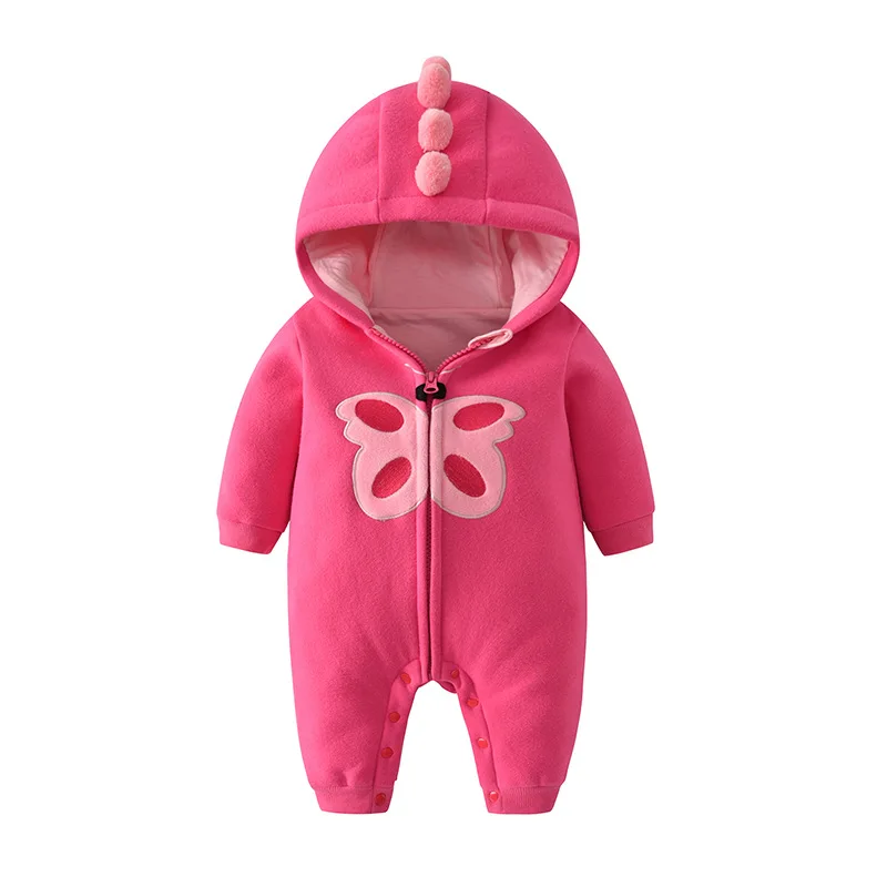 Infant and toddler clothing 2022 autumn and winter new baby outside wear hooded romper princess butterfly baby one-piece romper