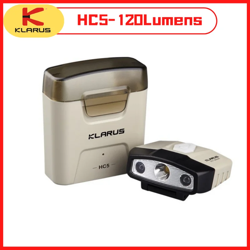 Klarus HC5 Motion Sensor  Headlight 120Lumen USB Rechargeable Compact Hat Clip Light Built-in 500mAh battery LED Headlamp