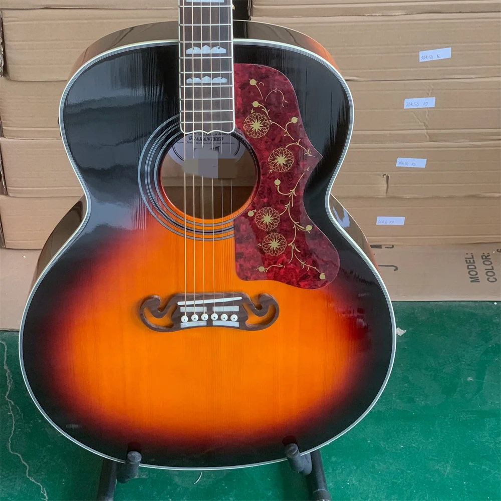 Акустическая гитара с черной оправой SJ200, 43 дюйма