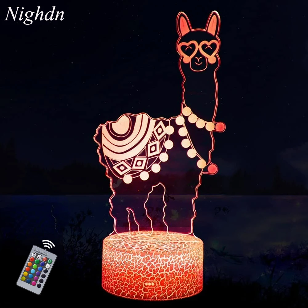 Светодиодный ночсветильник-лама, иллюзия 3D лампа для декора детской комнаты, 16 цветов, с дистанционным управлением, рождественские подарки на день рождения для мальчиков и девочек