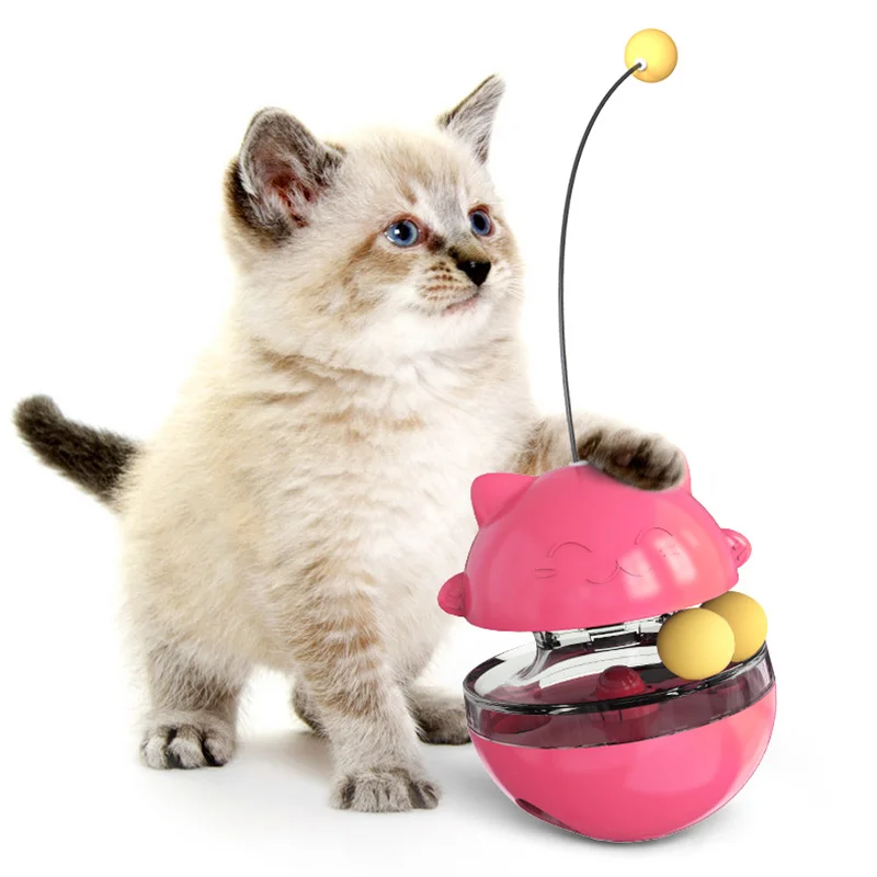 

Tumbler Cat Interactive Toy Treat Food Dispenser Toys with Rolling Balls Funny Cat Slow Feeder IQ Training Ball for Kitten