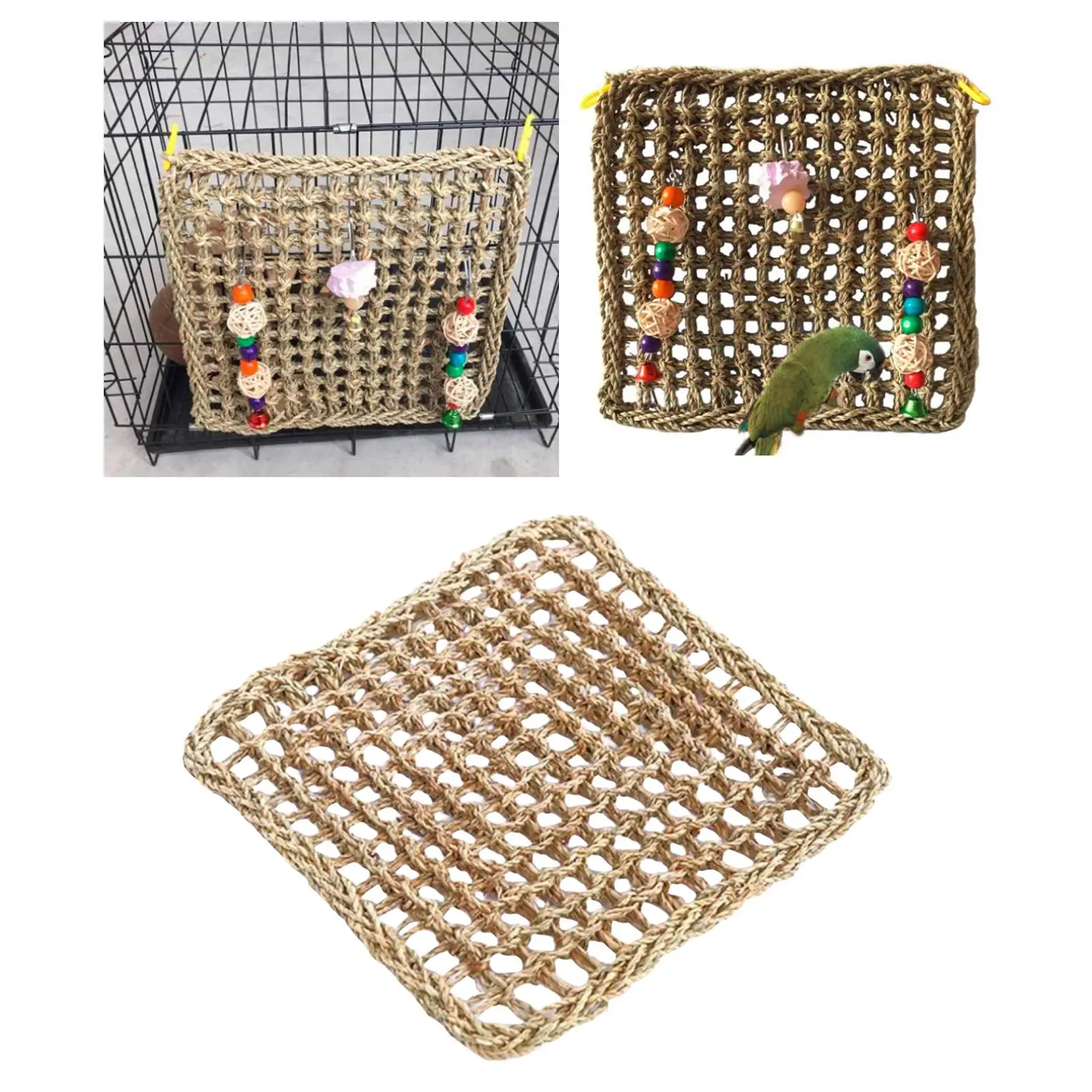 

Durable Parrot Parakeet Climb Net Pet Bird Cage Hanging Hammock Chew Stand Toy