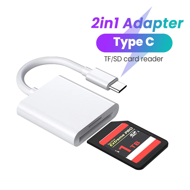 

2In1 USB Type C SD TF Memory Card Adapter for Mobile Phone SD TF Card Reader Data Converter For Camera