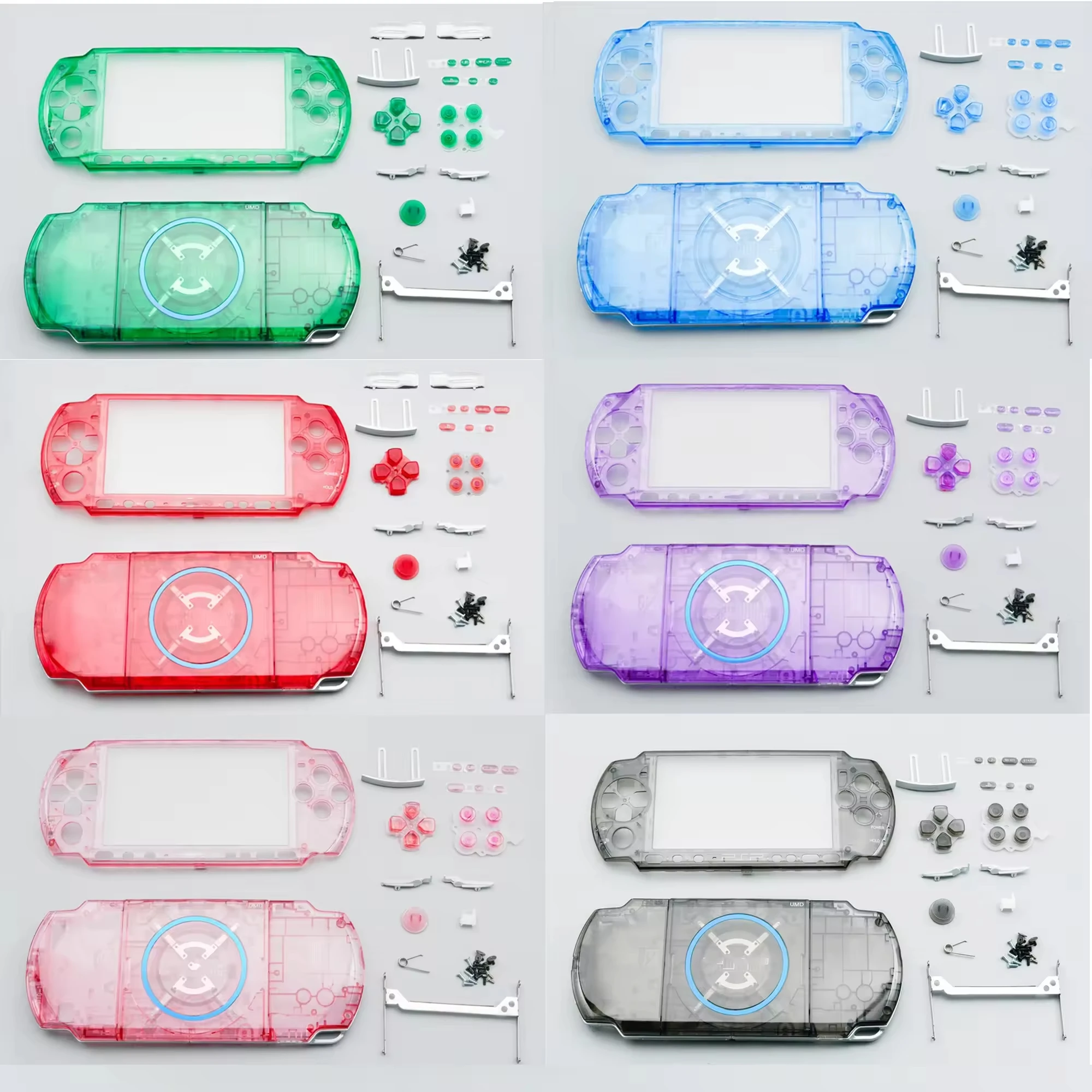 Фото Замена корпуса игровой консоли для PSP3000, полный комплект корпуса Crystal Colors с набором кнопок №1