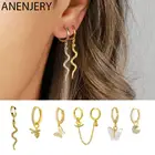 Женские серьги-кольца в виде животных ANENJERY, Серебристые серьги-бабочки, лошади, пчелы, морской звезды, подарочные украшения