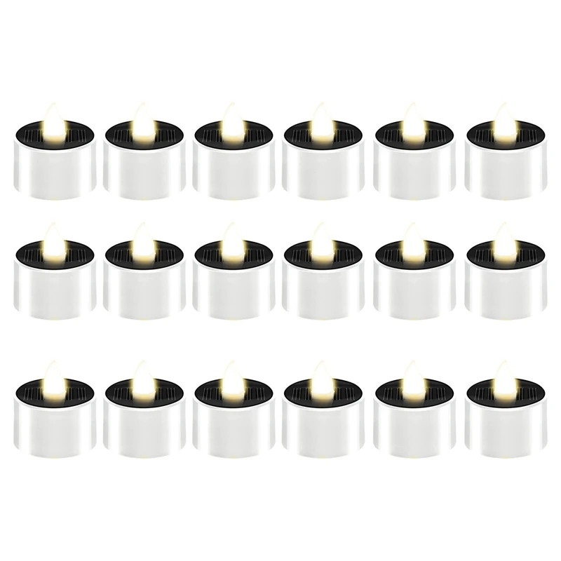 

18 Pieces Solar Tea Light Candles Flameless Outdoor LED Waterproof Tealight Rechargeable Candles