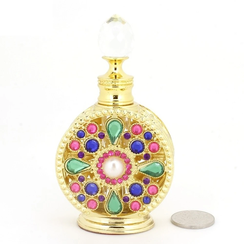 

10ML Portable Essential Oil Dubai Arabic Style Rhinestone Perfume Bottle Makeup Sub-bottling Empty Refillable Bottles