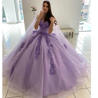 light purple quincenera dress ball gown flowers appliqued prom party robe de soiree celebrity 15 ans vestidos fiesta custom made
