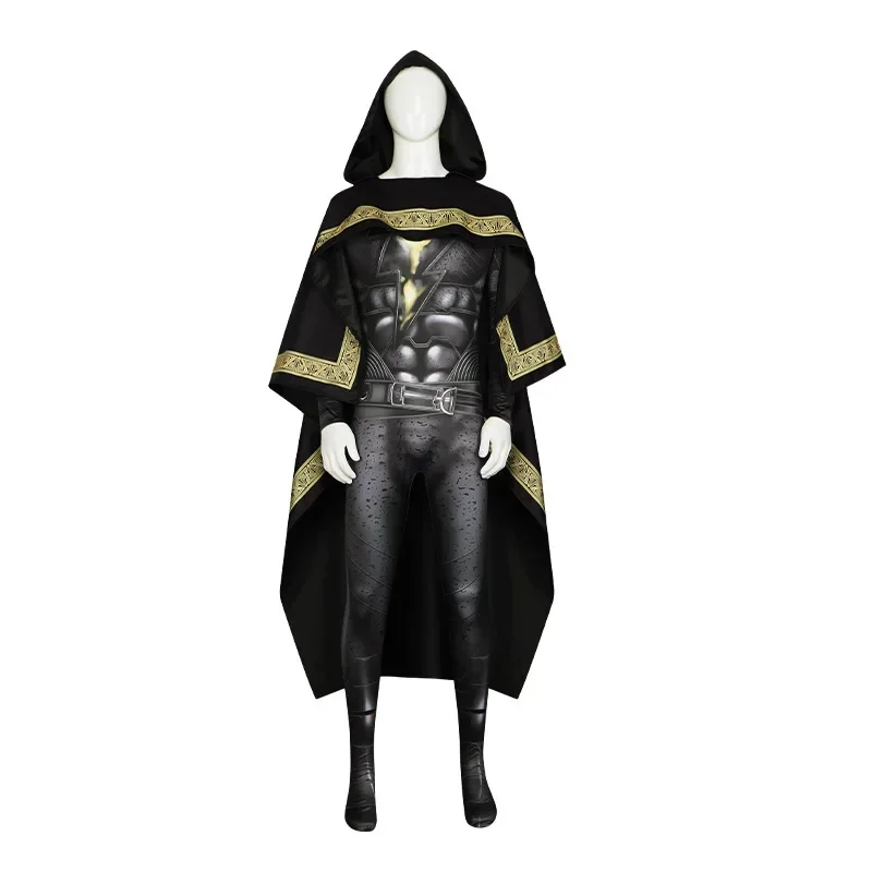 AA DC супергерой фильм черный Адам косплей костюм Teth-Adam комбинезон боди с плащом