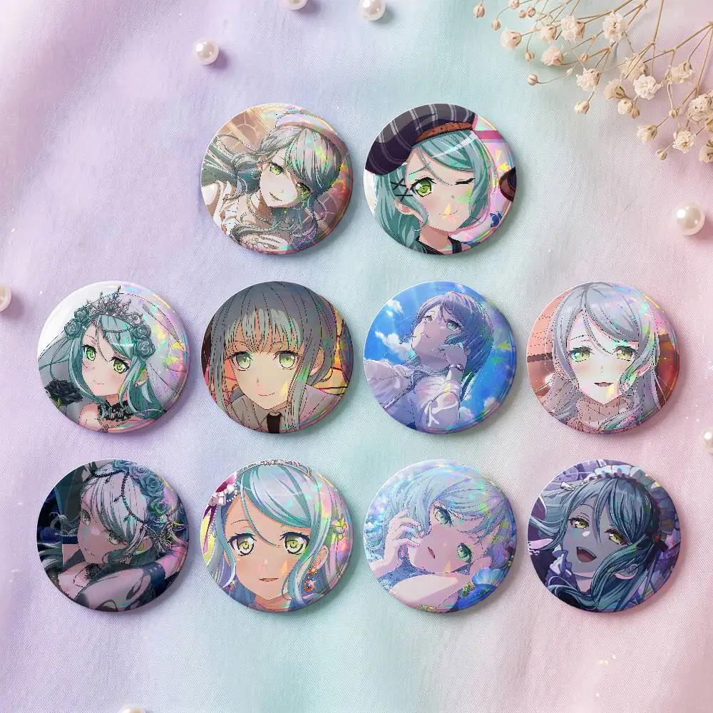 Фото Значки Hikawa Sayo BanG Dream (25, 32, 44, 58, 75 мм), круглые, для косплея, украшение для сумок, подарки для фанатов, друзей, сувенирная брошь №3