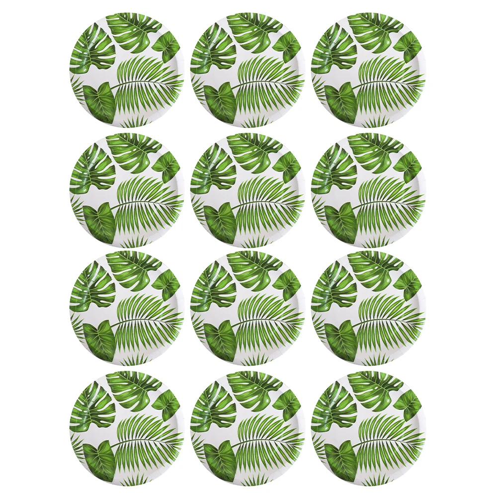 

30pcs Paper Plate Monstera Appetizer Plates Tropical Palm Leaf Plates Pasta Plate Tropical Paper Plates Cookie Plate
