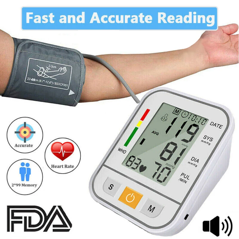 

Medical Digital Arm Wrist BP Blood Pressure Monitor Tensiometer Tonometer Automatic Sphygmomanometer Heart Rate Pulse Meter