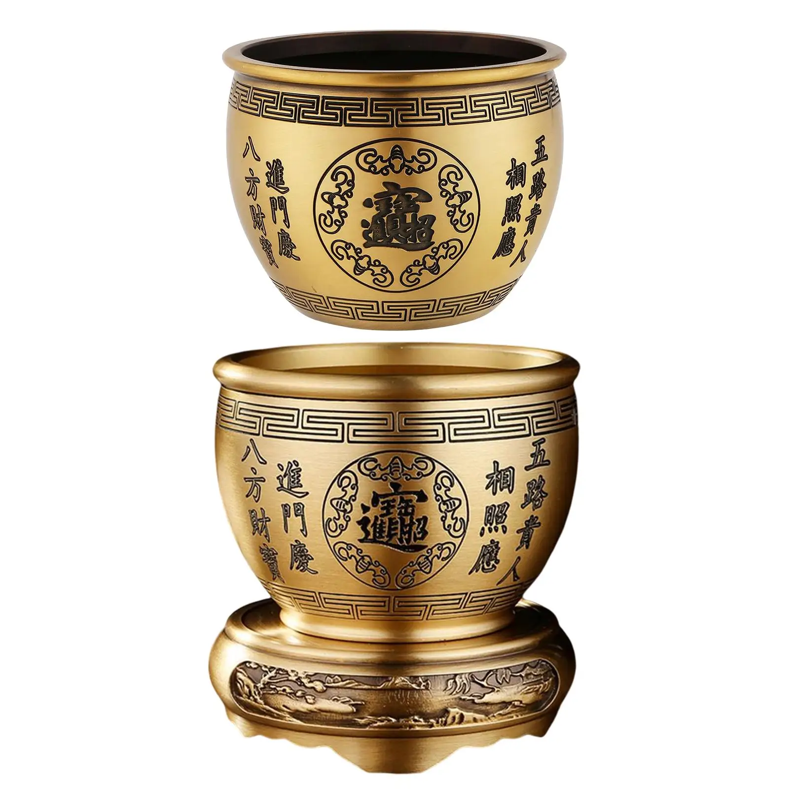 

Chinese Traditional Treasure Basin Sculpture Money Jar Rice Vat Storage Pot Brass Feng Shui Bowl for Dining Room Cornucopia Desk