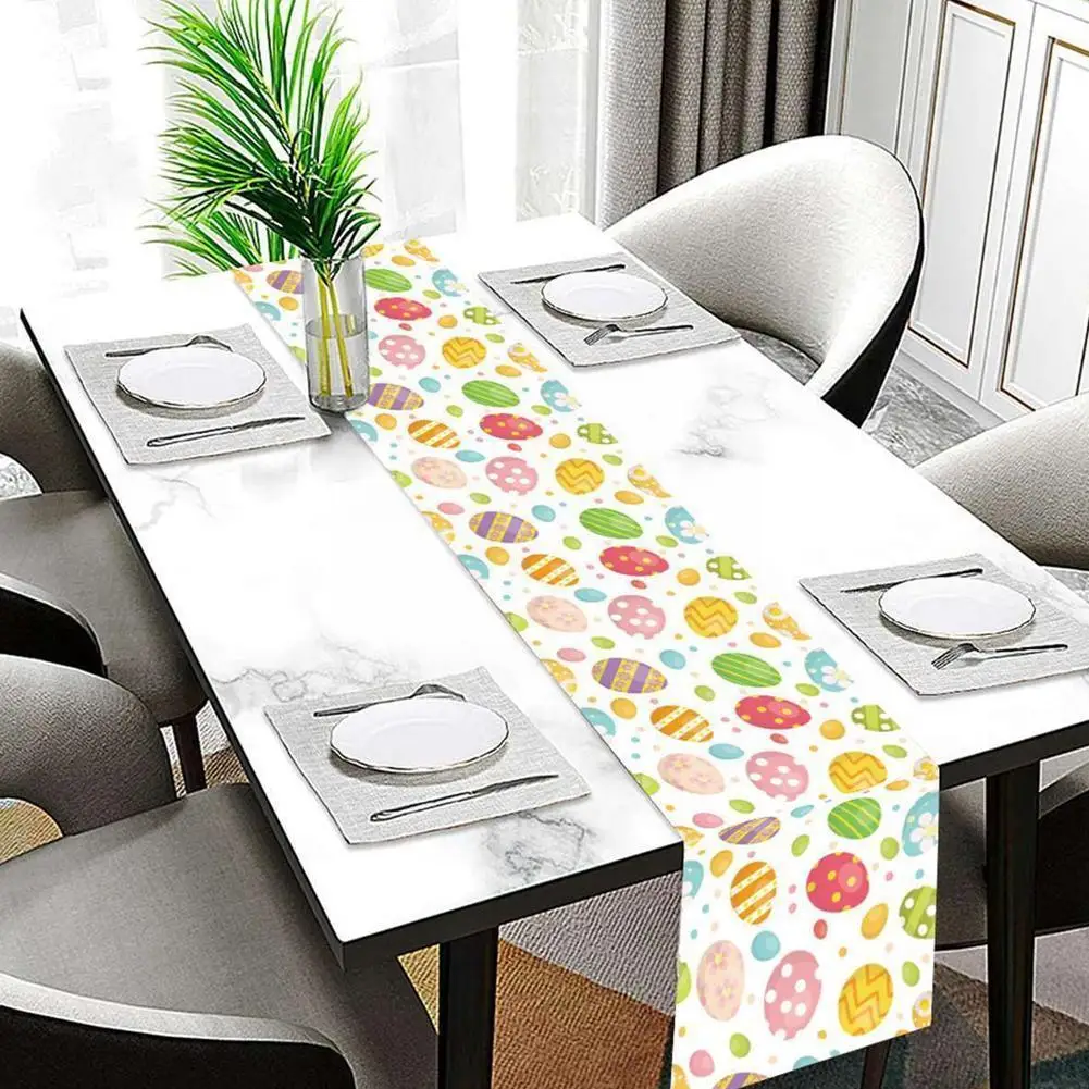 

New Cartoon Easter Egg Tablecloth Restaurant Tabletop Burlap Decorative Holiday Table Event Fabric Party Flag Potluck B4m0