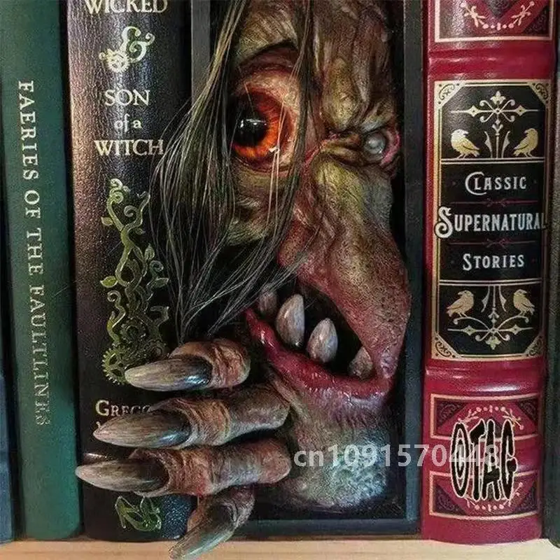 Страшное лицо монстра книга Франкенштейна угловой форзац книжная полка