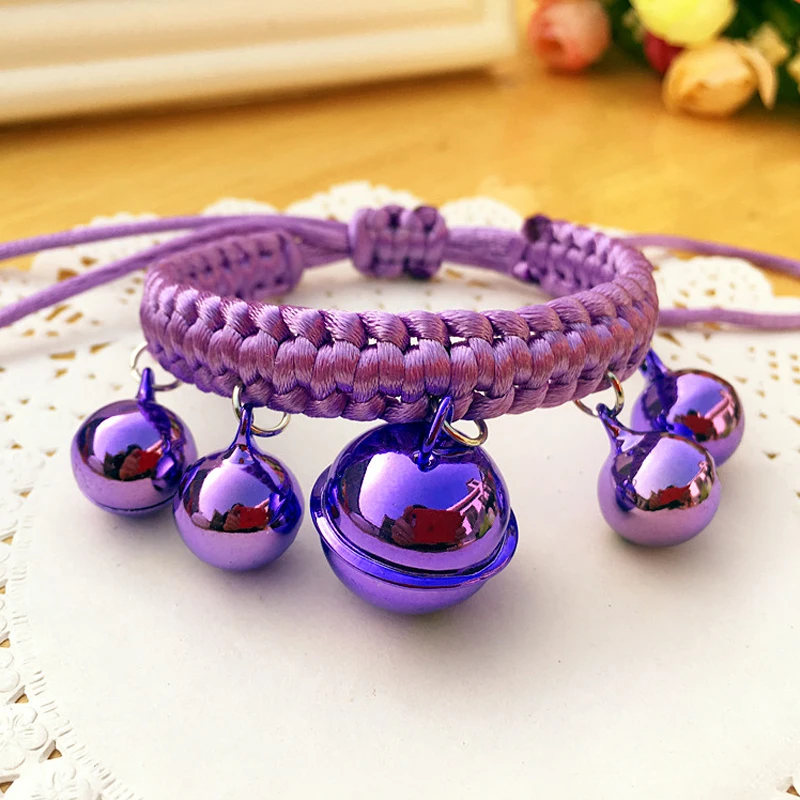 

Cat Puppy Bell Collar Kitten Weaving Strap Pet Electroplating Adjustable Nylon Pet Supplies Collar