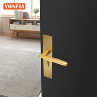 yonfia a8001p11 golden square interior door handles on plate villa hotel wood door panel lock with mortise cylinder for bathroom