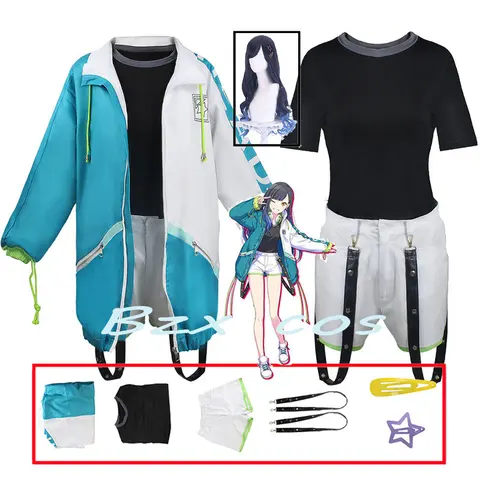 Костюм для косплея из аниме «Проект секай», цветной костюм для девушек, одежда для косплея ширайши и шорты, аксессуары для волос