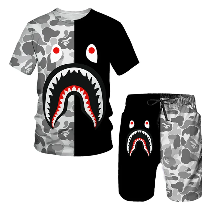 Мужской спортивный костюм одежда хип-хоп футболки шорты комплекты из двух