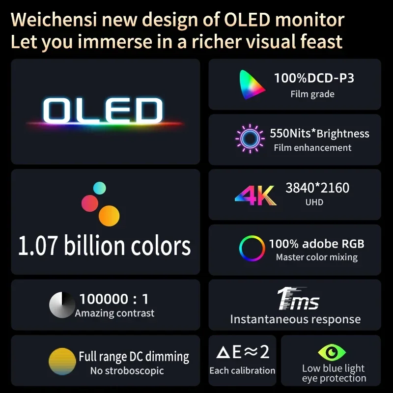13 3-дюймовый портативный монитор с сенсорным экраном 4K OLED AMOLED 100% DCI-P3 USB-C