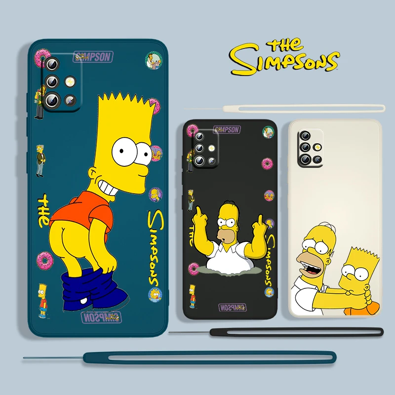 

Happy The Simpsons For Samsung Galaxy A73 A53 A33 A52 A32 A22 A71 A51 A21S A03S A30s A50 Liquid Rope Phone Case Coque Capa Cover