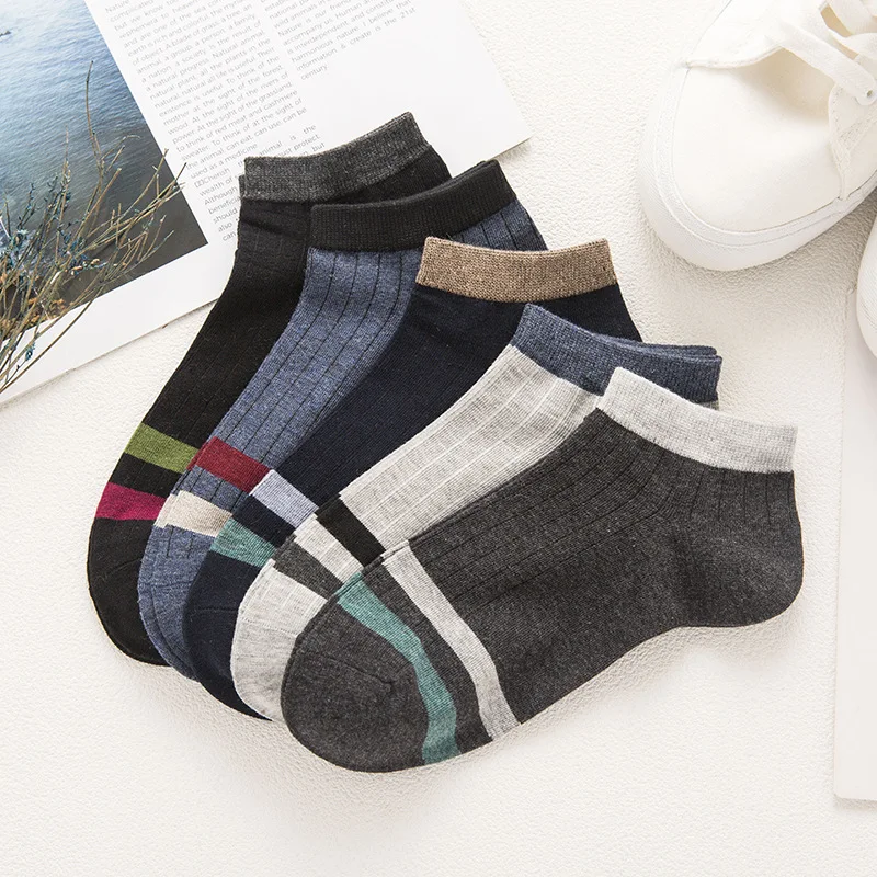 10 Pairs Men Cotton Short Socks Fashion Striped Printed Socks Summer Breathable Ankle Socks Low Cut Invisible Socks Outwork