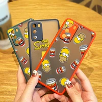 cute cartoon the simpsons for huawei p50 p40 p30 p20 mate 40 30 20 pro plus lite frosted translucent soft tpu phone case capa
