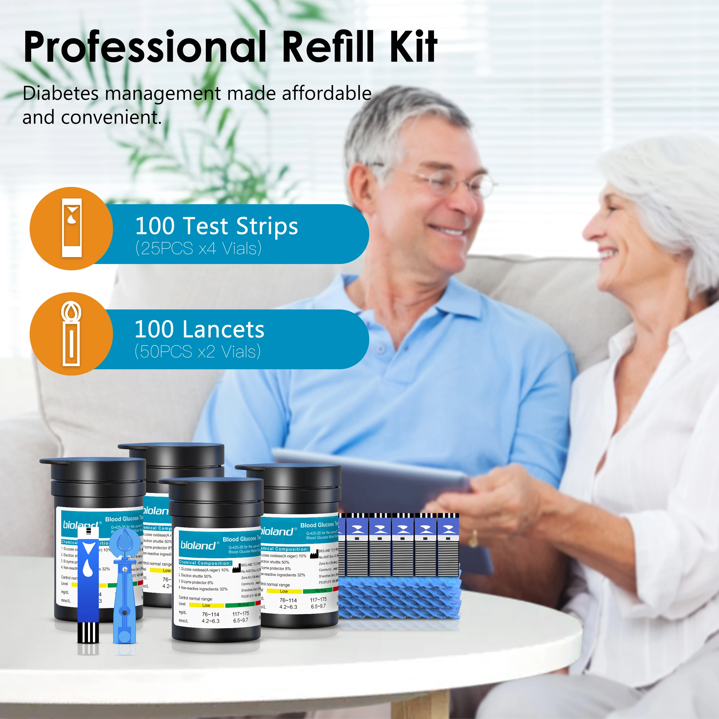 G-425-2 Измеритель уровня глюкозы в крови Биоленд Глюкометр сахара 50 тест-полосок 5 с