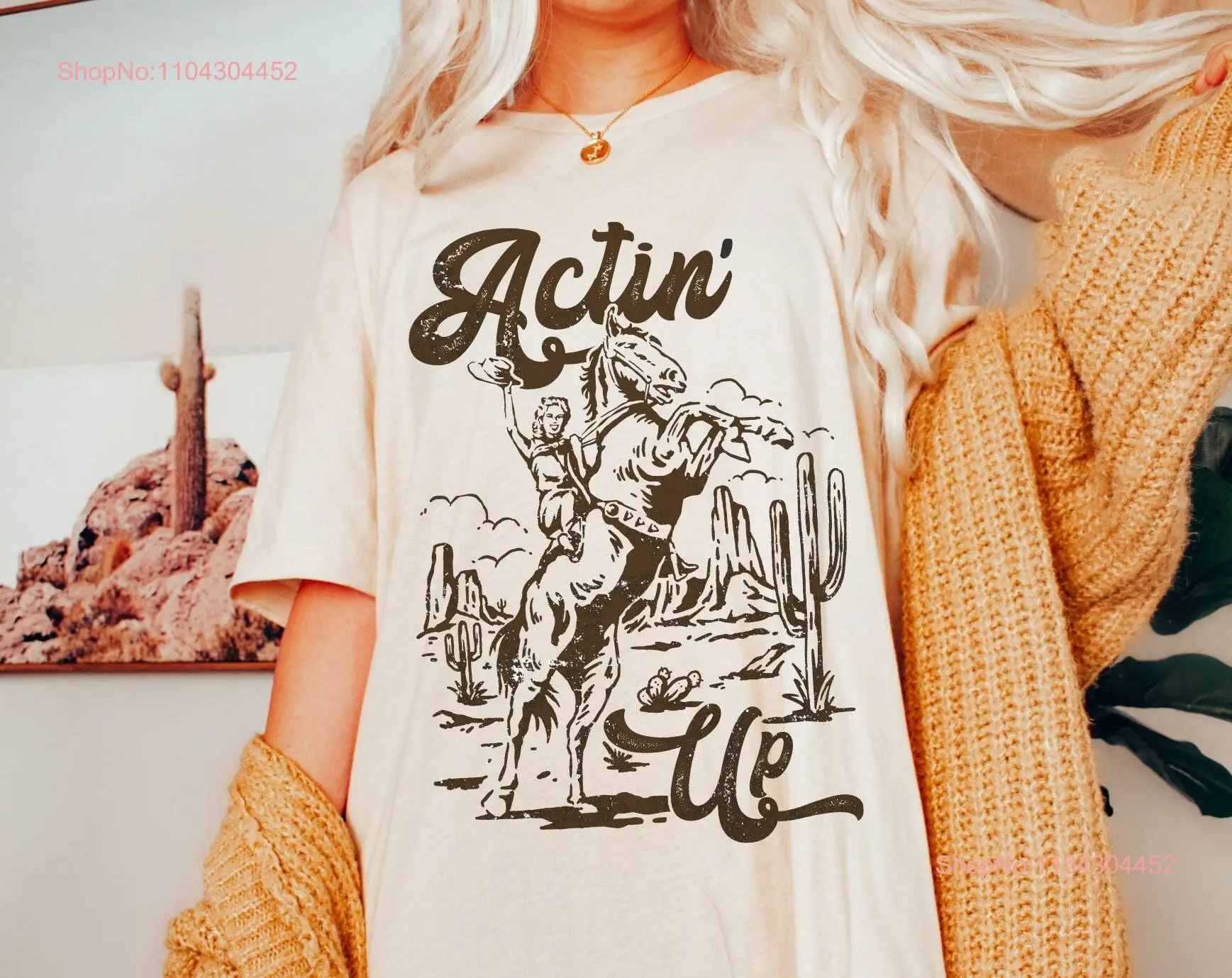 Футболка большого размера в стиле вестерн Actin Up ковбойская винтажная футболка