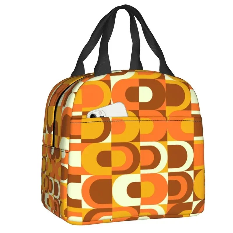 70s узор Ретро Inustrial в оранжево-коричневых оттенках изолированные ланч-пакеты для