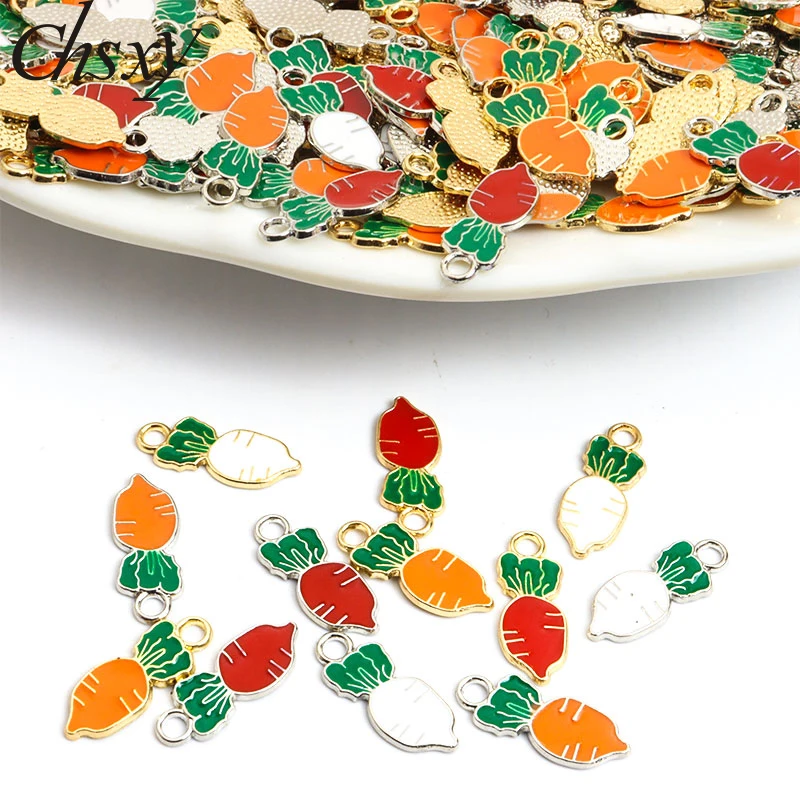 

20pcs 21*8mm Enamel Radish Charms for Jewelry Making Cute Earrings Alloy Pendants Necklace DIY Creative Bracelet Findings Crafts