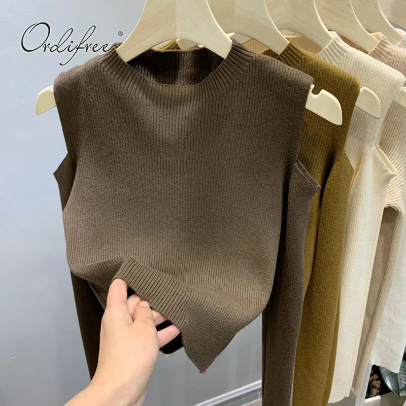 Женский трикотажный свитер Ordifree рождественские джемперы с открытыми плечами