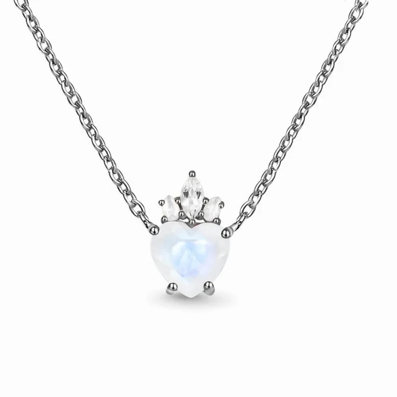 

selling S925 sterling silver love moonstone pendant necklace female niche Joker luxury exquisite jewelry